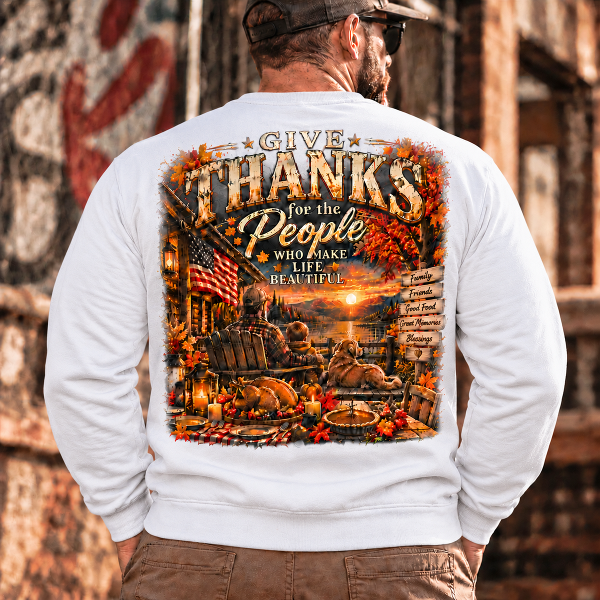 Give Thanks Graphic , Vintage Fall Family Design,
