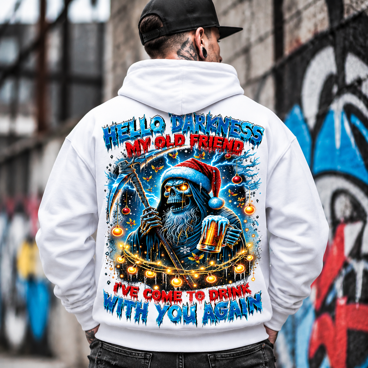 Grim Reaper Santa Drinking Beer Sweatshirt,