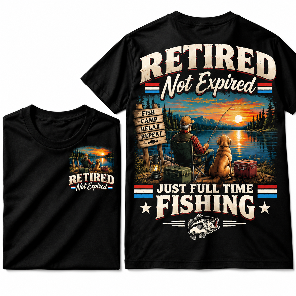 Retired Full-Time Fishing Tee