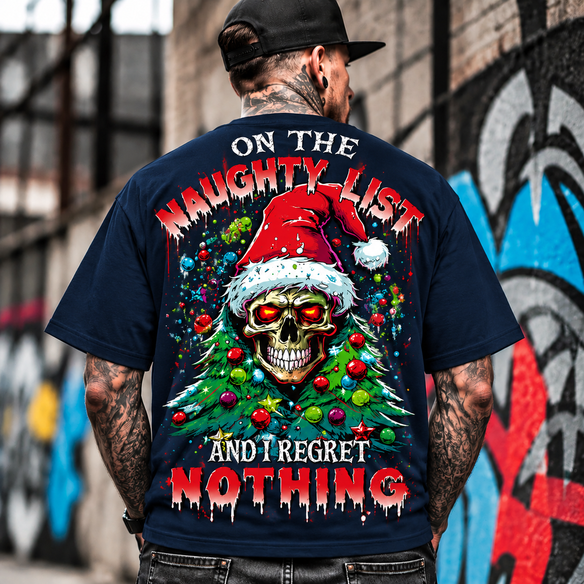 Naughty List Skull Christmas Hoodie for Men